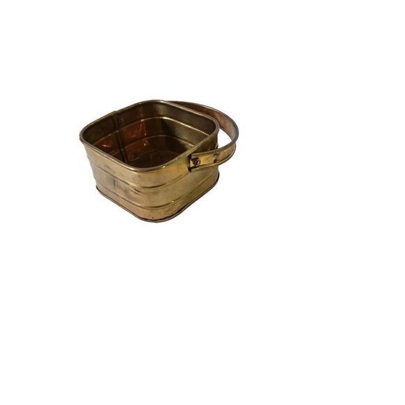 Square Brass Bucket w/Handle - Picture 7 of 8
